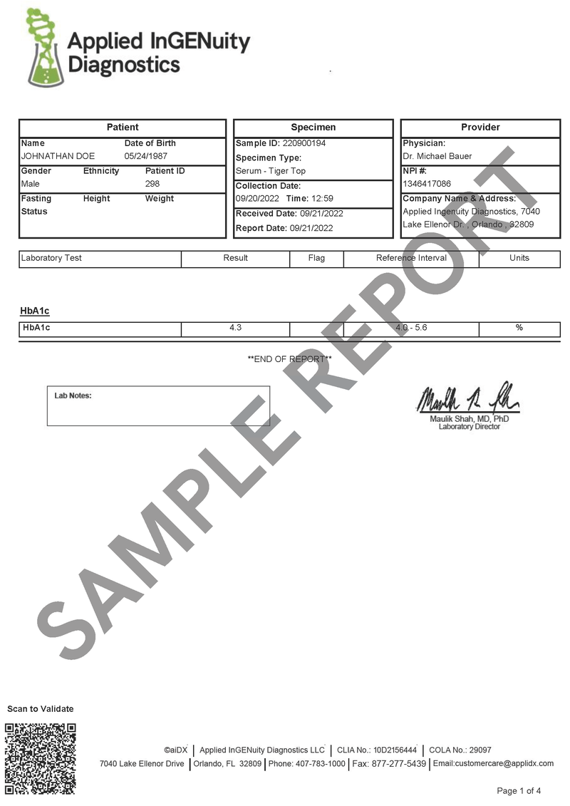 Hemoglobin A1C (hba1c) Test Kit